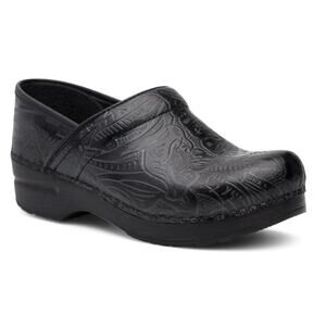 Dansko Professional Black Tooled Leather Pro Clogs 906020202 Size 38